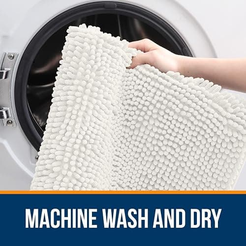 OLANLY Bathroom Rugs 30x20, Extra Soft Absorbent Chenille Bath Rugs, Rubber Backing Quick Dry, Machine Washable Bath Mats for Bathroom Floor, Tub and Shower, Home Decor Accessories, Ivory thumbnail 5