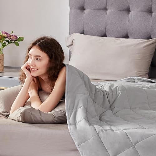 Weighted Blanket Queen Size (60"x80" 20lbs),Ultra Soft and Cozy Cooling Weighted Blanket Queen Size for Adult,Heavy Blanket with Machine Washable Soft Blanket, Stone Grey thumbnail 7
