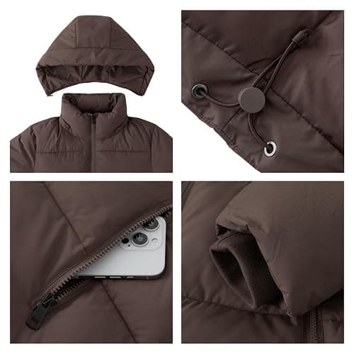 PUFFIT Women's Cropped Puffer Jackets,Warm Winter Jacket with Removable Hood,Zipped Pockets,Short Ladies Quilted Coat thumbnail 6