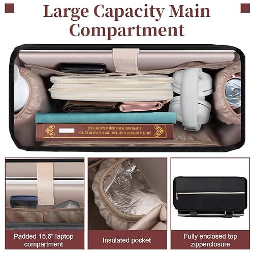Teacher Tote Bag, Large Teacher 15.6-inch Laptop Bag with Foldable Document Pocket, Nurse Bag with Insulated Pocket thumbnail 6