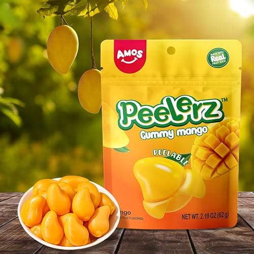 Amos Peelerz Mango Gummy Candy, Peelable Mango Gummy Candy, Resealable 2.19oz Bag (Pack of 8) thumbnail 7