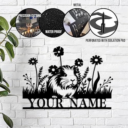 Personalized Guinea Pig Metal Wall Sign,Custom Guinea Pig Metal Wall Art Guinea Pig Memorial, Personalized Guinea Pig Name Sign,Home Decor Kid Nursery Decor Guinea Pig Loss (Guinea Pig C) thumbnail 7