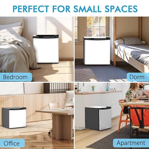 COWSAR 1.7 Cu.Ft Mini Fridge with Freezer, Compact Refrigerator with 7 Temperature Settings, Energy-efficient Low Noise Small Refrigerator Suitable For Dorm, Office, Bar, RV (Stainless Steel Silver) thumbnail 8