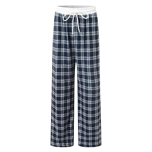 Women's Plaid Pyjama Bottoms Fleece Checked Pjs Pants Cotton Soft Drawstring Lounge Sleepwear Trouser for Ladies thumbnail 4
