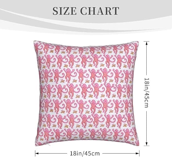 ZFENGYYUAN Pink Rabbit Monkeys Pillow Case Square Soft Pillowcase Throw Pillow Cover Home Decor for Living Room Sofa Car Cushion Cover 18''X 18'' thumbnail 3
