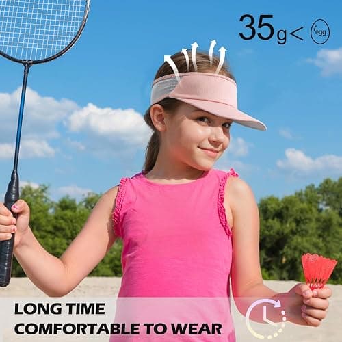 Sukeen Kids Sun Visor Hats for Girls Boys,Lightweight Sports Hat UPF50+ Sun Hat Cooling Headwear Visor for Running Outdoors - One Size - Pink thumbnail 2
