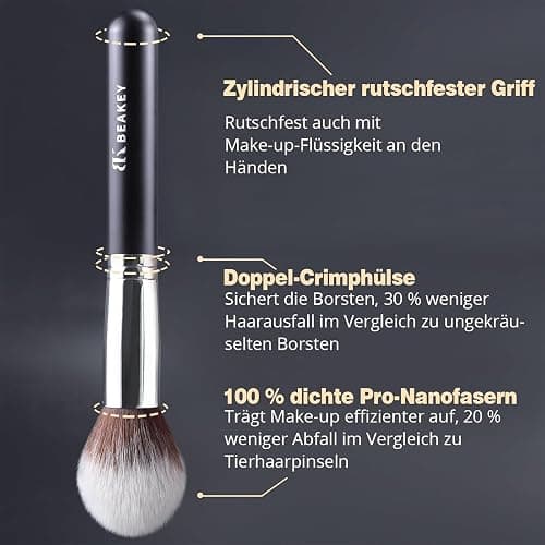 BEAKEY Pinselset Makeup Professionelles Foundation Make up Pinsel Set Premium Puderpinsel Lidschatten Blush Schminkpinsel Set Beauty Schwamm und Bürsteswaschener mit Eiform (10+2 Stück, Silber) thumbnail 3