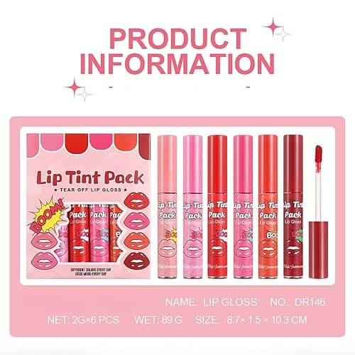 6 Colors Lip Stain Peel Off Set - Long Lasting Waterproof Transferproof Lip Tint Peel Off - Nude Pink Red Lip Stain Peel Off - Liquid Lipstick Makeup for Women Gift thumbnail 7