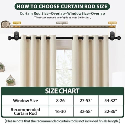 KAMANINA Curtain Rods No Drilling for Windows 32 to 86 Inches, 5/8 Inch Adjustable Renter Friendly Curain Rod with 3M Adhesive Brackets without Drilling, Black thumbnail 8