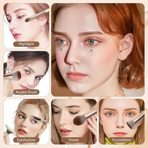 Pinselset Makeup HEYMKGO 18 Stück Professionelle Makeup Pinsel Set mit 2 Puderquaste & Reisetasche, Premium Synthetische Stiftung Puder Blush Blending Face Brush Lidschatten Kit Makeup Pinsel Tools thumbnail 5
