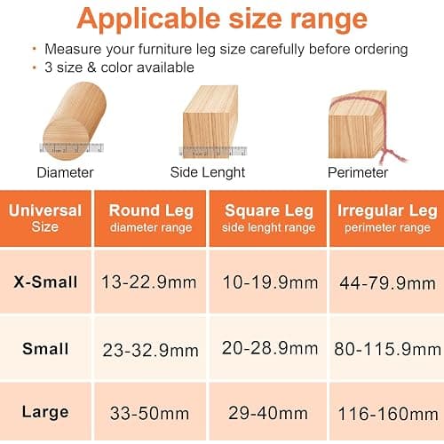 GICUNK 32Pcs Chair Leg Floor Protectors, Transparent Silicone Chair Leg Caps With Felt Pads, Floor Protectors For Furniture Legs For Hardwood/Tile Floors(Extra Small Fit:13-22.9mm) thumbnail 3