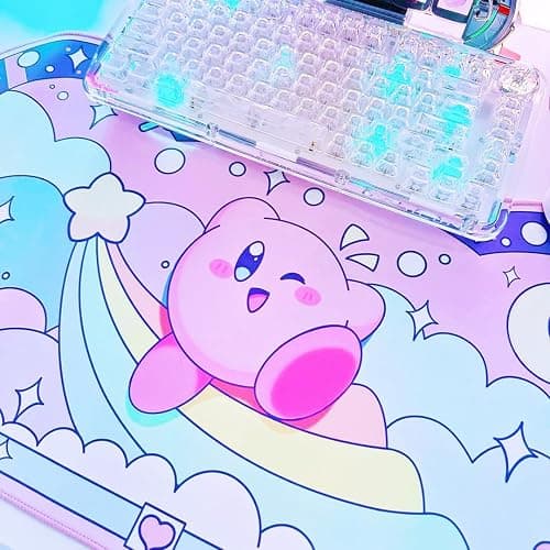 BelugaDesign Dreamy Bubble Desk Mat | Large Pastel Rainbow Anime Star Blue Pink Purple Mousepad | Cute Kawaii Gaming PC Laptop Mat | Candy Wizard Ball Keyboard Protector | Office Home Decor Blotter thumbnail 3