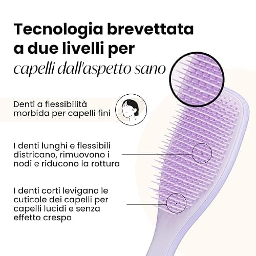 Tangle Teezer Fini e Fragili Ultimate Detangler per capelli colorati, fini e sottili - Spazzola a doppie setole morbide riduce rottura e lo strappo - Ideale per capelli delicati - Viola Ipnotico thumbnail 2