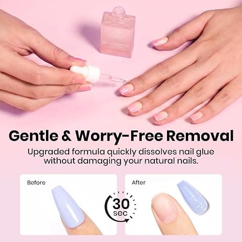 Beetles Gel Nail Kit Flat-X, Almond Medium, 320pcs 16 Sizes Nail Tips | 20g Nail Glue Hand-Free,10ml Glue Remover, 7.5ml Base Gel &Top Coat, Mini Lamp, Acrylic Press On Nail, Extension DIY at Home thumbnail 4