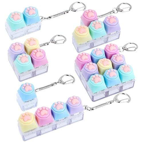 THLUSDY 6Pcs Keyboard Fidget Toy, Cute Keyboard Fidget Keychain, Clicker Fidget Toys Adults Teens for Work, Study, Travel, Ideal Stress Relief Gift - Image 1