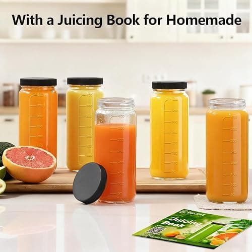 Ruckae 16oz 12 Pack Juice Bottles, Glass Bottles Juicing with Lids, Smoothie Cup Lids and Straws, Water Bottle Mason Jar Drinking Glasses for Juicing, Smoothies, Kombucha thumbnail 7