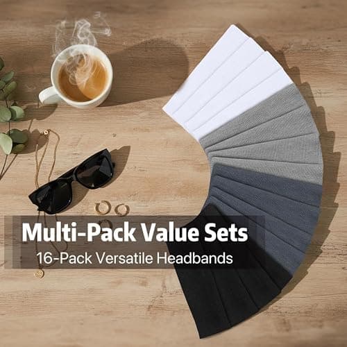 Headbands for Women Non Slip Sports Headband Fashion Hair Accessories | 16 Pack Elastic Hair Bands for Women Wide, Soft Cloth Head Bands Bulk for Workout Yoga Gym, Trendy Hair Accessories thumbnail 2