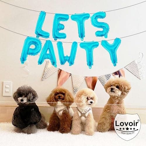 9 Pcs Lets Pawty Balloons Banner 16 Inch, Dog Cat Pet Birthday Letters Sign Lets Pawty Balloons Happy Birthday Banner for Pet Dog Cat Party Supplies Decorations (Pastel Blue) thumbnail 5