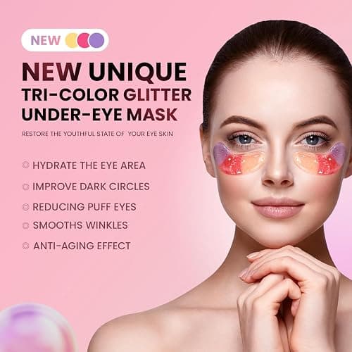 AILEORY Under Eye Patches (24 Pairs) - New Tri-color Glitter Eye Gel Pads for Dark Circles Puffy Eyes,Under eye Bags,Wrinkles|Natural Collagen Under Eye Mask Patches, Gel Under Eye Patches thumbnail 2