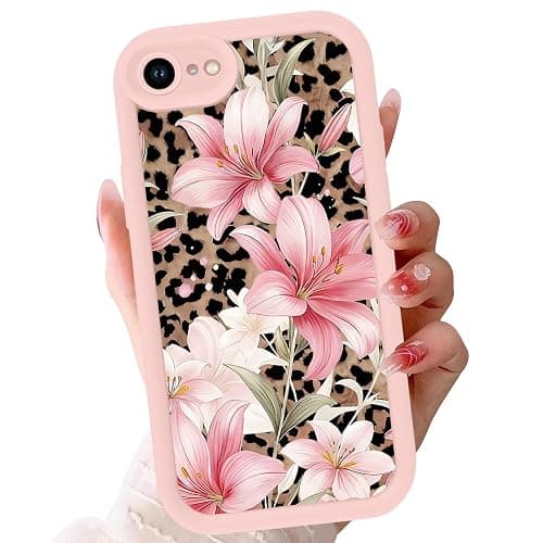 NBCDSUJ Cheetah Leopard Print Pink Lily Flower Phone Case for iPhone 17e/iPhone 16e Case Raised Camera Protection Soft Silicone Slim TPU Funda Phone Cover for iPhone 17e/iPhone 16e 6.1 Inch - Image 1
