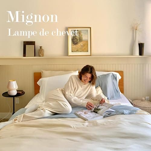 ONEWISH Lampe Champignon - Lampe de Chevet Chambre, Ampoule Incluse, Cadeau Fête des Mères, Jaune Crème thumbnail 4