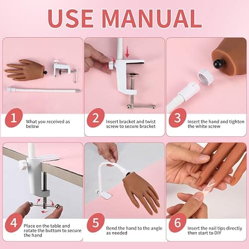 Silicone Practice Hand for Acrylic Nails: Soft Touch Liquid Silicone - Flexible Realistic Nail Mannequin Hand Practice for Training (BROWN) thumbnail 6