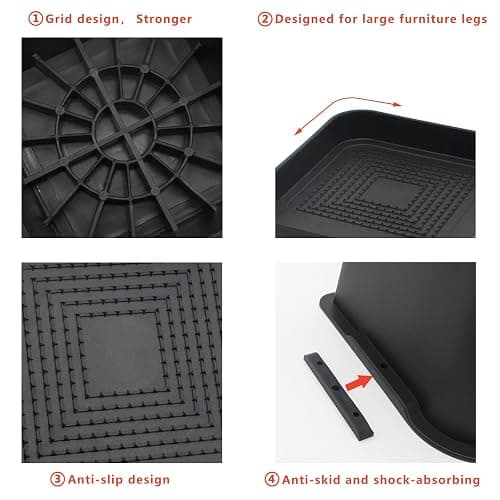 HANIHUA Bed Risers 4 inch Heavy Duty, 4 Pack Oversized Furniture Risers 6 inch, Black Bed Lifts Risers for Table, Sofa, Chair, Couch, Desk, Bed Frame Risers Supports Up to 6,500 Lbs thumbnail 6