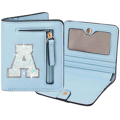 OYLOLA Birthday Gifts for 8 9 10 11 12 13 14 Year Old Girl Kids Wallet Initial Girls Wallets Teen Girls Gift Preppy Teen Girl Stuff Things Blue A - Image 1