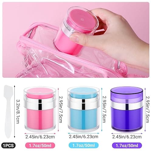 Segbeauty 1.7oz Empty Airless Jar Lotion Dispenser Travel Toiletry Bottles, 3pcs Refillable Mini Travel Liquid Containers, 50ml Reusable Pump Bottle Jar, Small Vacuum Skincare Cosmetic Containers thumbnail 5