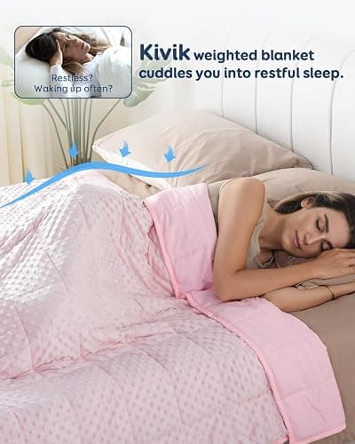 Kivik Weighted Blanket 15 lbs for Adults, Minky Dot Heavy Blankets, Microfiber Reversible Weighted Throw Blankets for All Seasons, Machine Washable, 48"x72" Twin Size, Pink thumbnail 3