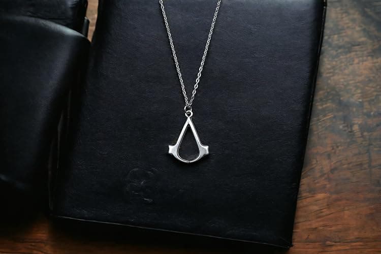 Assassin's Necklace - Silver-Plated Assassin Symbol Pendant - Gamer Necklace - Cosplay Jewelry for Fans of Brotherhood thumbnail 5