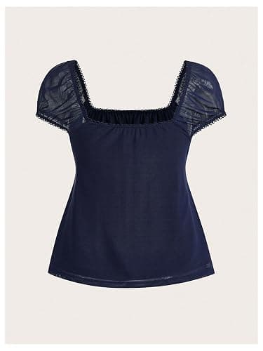 SOLY HUX Women's Square Neck Short Sleeve Peplum Tops Cute Summer Blouse for Teen Girls Babydoll Top T Shirt thumbnail 3