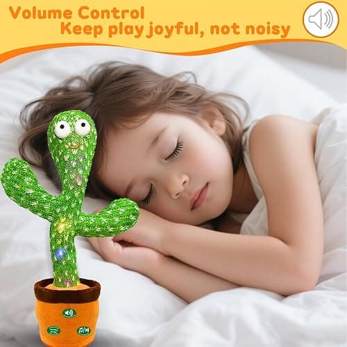 Hunfur (Updated Volume Adjustment) Dancing Mimicking Talking Cactus Toy,Funny Gift for Toddler 1 2 3 Year Old Boy Girl,Singing Record Repeat What You Say Light Up Baby Infant Toys 6-12 12-18 Months thumbnail 7