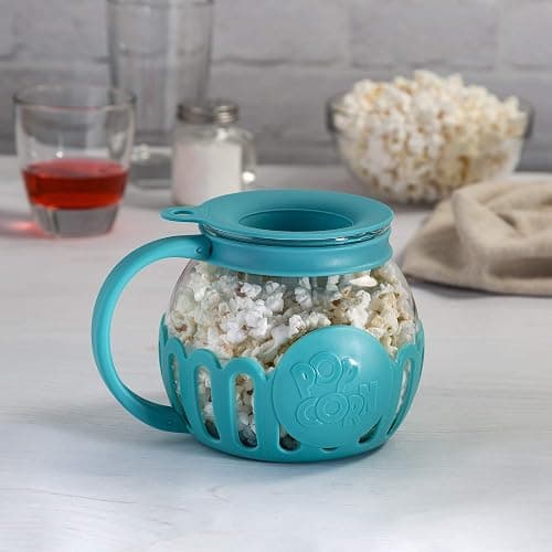 Ecolution Patented Micro-Pop Microwave Popcorn Popper with Temperature Safe Glass, 3-in-1 Lid Measures Kernels and Melts Butter, Made Without BPA, Dishwasher Safe, 1.5-Quart, Teal thumbnail 7