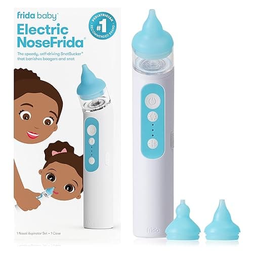 Frida Baby Electric NoseFrida Nasal Aspirator for Baby, Nose Sucker for Baby & Toddler, Upgraded Nasal Aspirator for Congestion + Allergy Relief with 3 Suction Levels, 2 Silicone Tips, USB - Electric