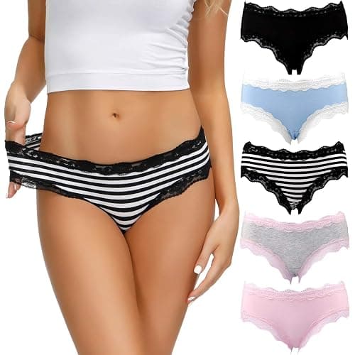 LYYTHAVON Women’s Underwear Soft Breathable Cotton Brief Ladies Panties 5-Pack - Image 1
