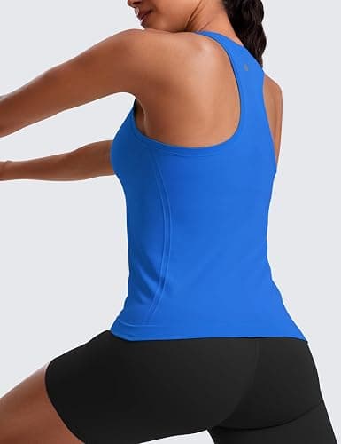 CRZ YOGA Seamless Crewneck Tank Tops for Women - Workout Athletic Running Gym Sleeveless Shirts Racerback Breathable Tee thumbnail 4