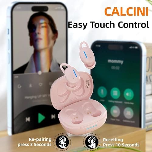 Wireless Earbuds, IPX8 Waterproof Touch Control, Bluetooth 5.3 in Ear Headphones with Charging Case, TWS Headset for Phone,Samsung,Android, Sport and Workout Deep Bass Microphone Earphones thumbnail 5