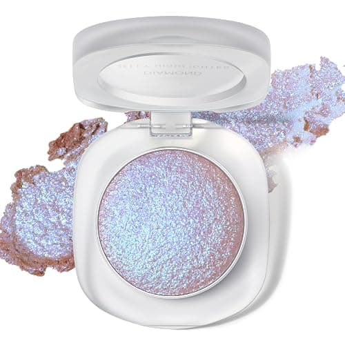 HOSAILY Holographic Duochrome Purple Blue Eyeshadow&Highlighter Palette, Color Shift Glitter Iridescent Cream Highlighter, Smooth Long Lasting Sparkling Eyeshadow Mermaid Facial Illuminator Makeup#04 - Image 1
