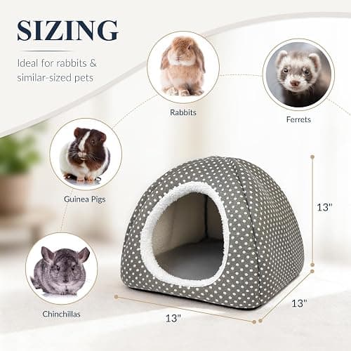 Tierecare Rabbit Hideout Large Bunny Bed Washable Rabbit House | Fleece Hiding Hut for Indoor Bunnies Guinea Pigs, Small Animal Hideaway thumbnail 6