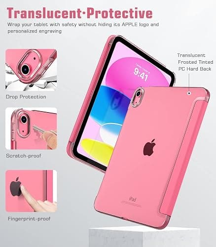 TiMOVO Cover Custodia Compatibile con iPad (A16) 11 Generazione 11 Pollici 2025/iPad 10 Generazione 10,9" 2022, Retro in PC Rigido Semi-Trasparente, Auto Sveglia/Sonno, Anguria Rossa thumbnail 3