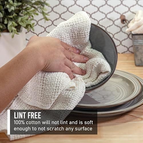 Country Cottons Old Fashion 100% Cotton Made in The USA Highly Absorbent Kitchen Towels - Set of 2-24"x15" - Natural thumbnail 4