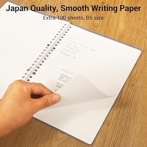 Kokuyo Campus Smart Ring Binders 3 Pack, B5 Notebook Binder +100 Sheet 6mm Dot Ruled Refiller Paper, 25 Sheet Capacity, 26 Rings, Light Color, Perfect for Work, Study & Journal thumbnail 4
