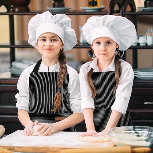 XLSXEXCL Stripes Kids Apron, Kids Cooking Aprons with 2 Pockets, Cute Kids Aprons for Cooking for Boys and Girls thumbnail 6