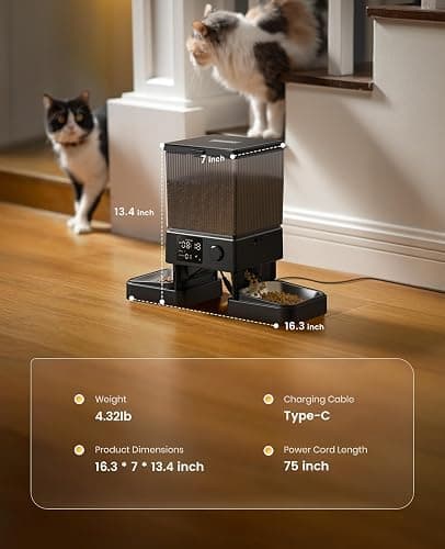 oneisall Automatic Cat Feeder for 2 Cats, 5L Automatic Cat Food Dispenser for Small Pets Indoor, Timed Cat Feeder for Dry Food thumbnail 9