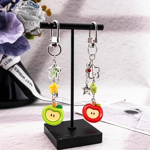 Cxulquvs 2Pcs Cute Apple Keychain for Women Fruit Keychain Accessories Trendy Phone Charm Backpack Charms for Girls Teen Girl Gifts Trendy Stuff thumbnail 3