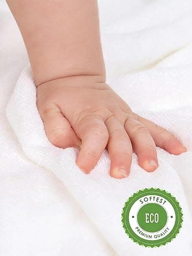HIPHOP PANDA Baby Washcloths, Rayon Made from Bamboo - 2 Layer Ultra Soft Absorbent Newborn Bath Face Towel - Reusable Baby Wipes for Delicate Skin - White, 6 Pack thumbnail 5