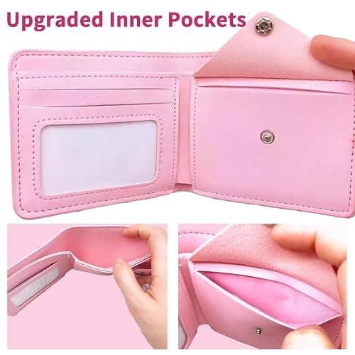 Small Cute Pink Capybara Wallet for Women, Short PU Leather Zipper Cute Coin Purse,Kawaii Animal Print Money Organizer Lightweight Coin Purse,Ideal Accessory & Birthday Gifts thumbnail 5