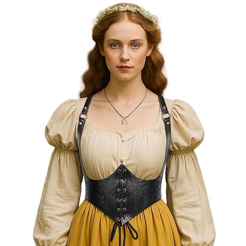 Aprceo Corset Belt for Women, Elastic Waist Lace-up Faux Leather Gothic Costume Waspie Corset Belt for Renaissance Cosplay thumbnail 2