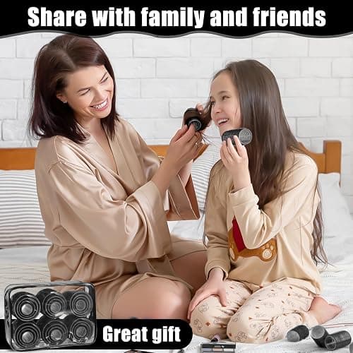 4 Sizes Self-Grip Hair Rollers Set - 50 Pcs Jumbo Curlers for Long, Short Hair and Bangs (25mm, 36mm, 48mm, 60mm) With Clips, Black thumbnail 7